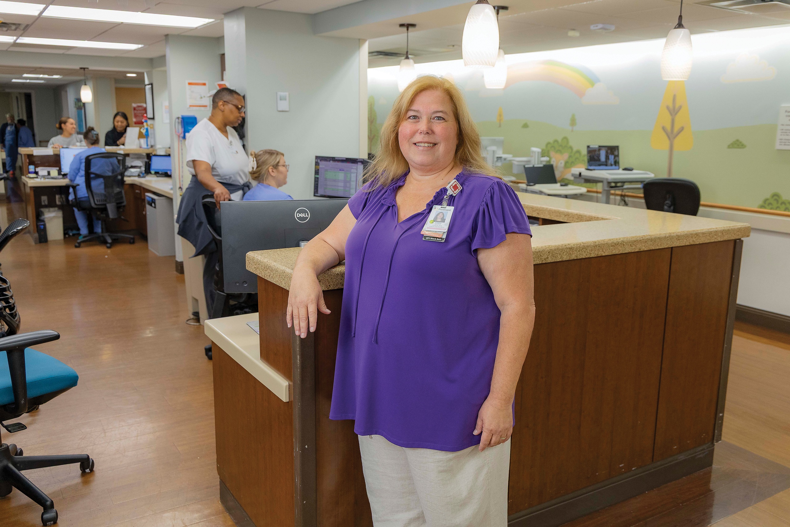 Care Package - Susann Whittle at the Piedmont Newton nurses' station